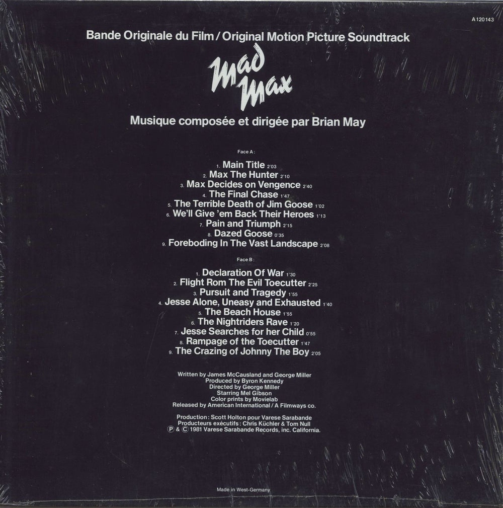 Original Soundtrack Mad Max German vinyl LP album (LP record)
