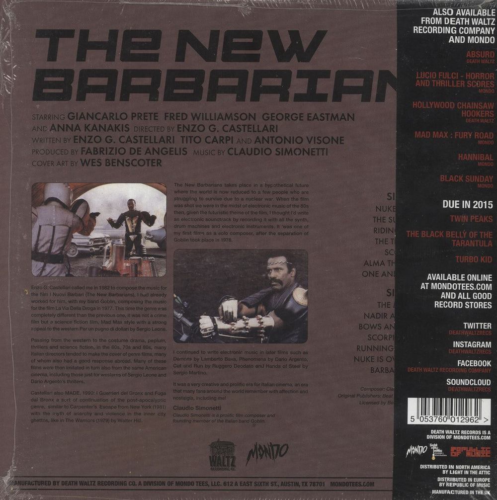 Original Soundtrack The New Barbarians - Sand Yellow Splattered Vinyl + Shrink US vinyl LP album (LP record) 5053760012962