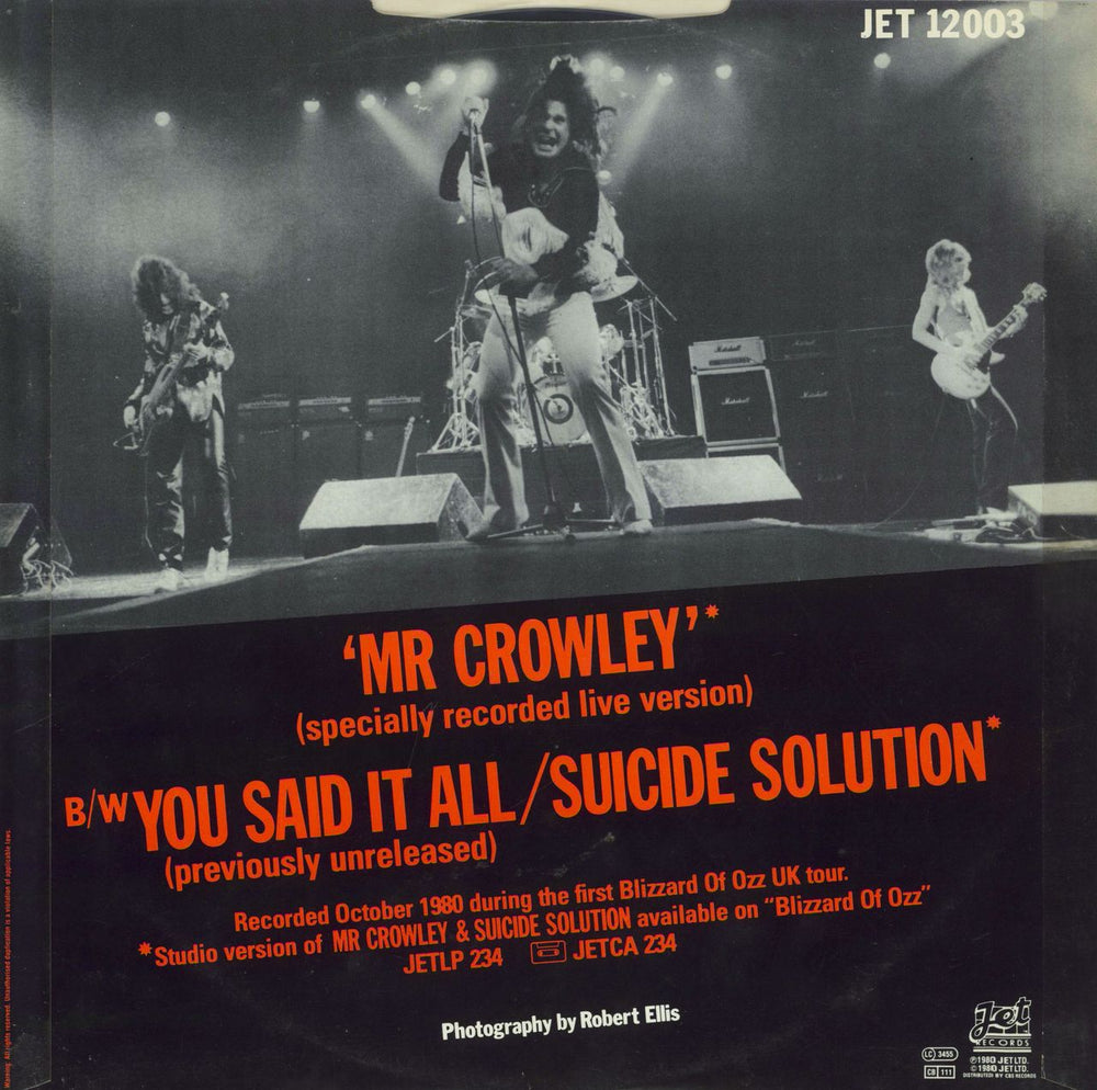 Ozzy Osbourne Mr Crowley UK 12" vinyl single (12 inch record / Maxi-single)