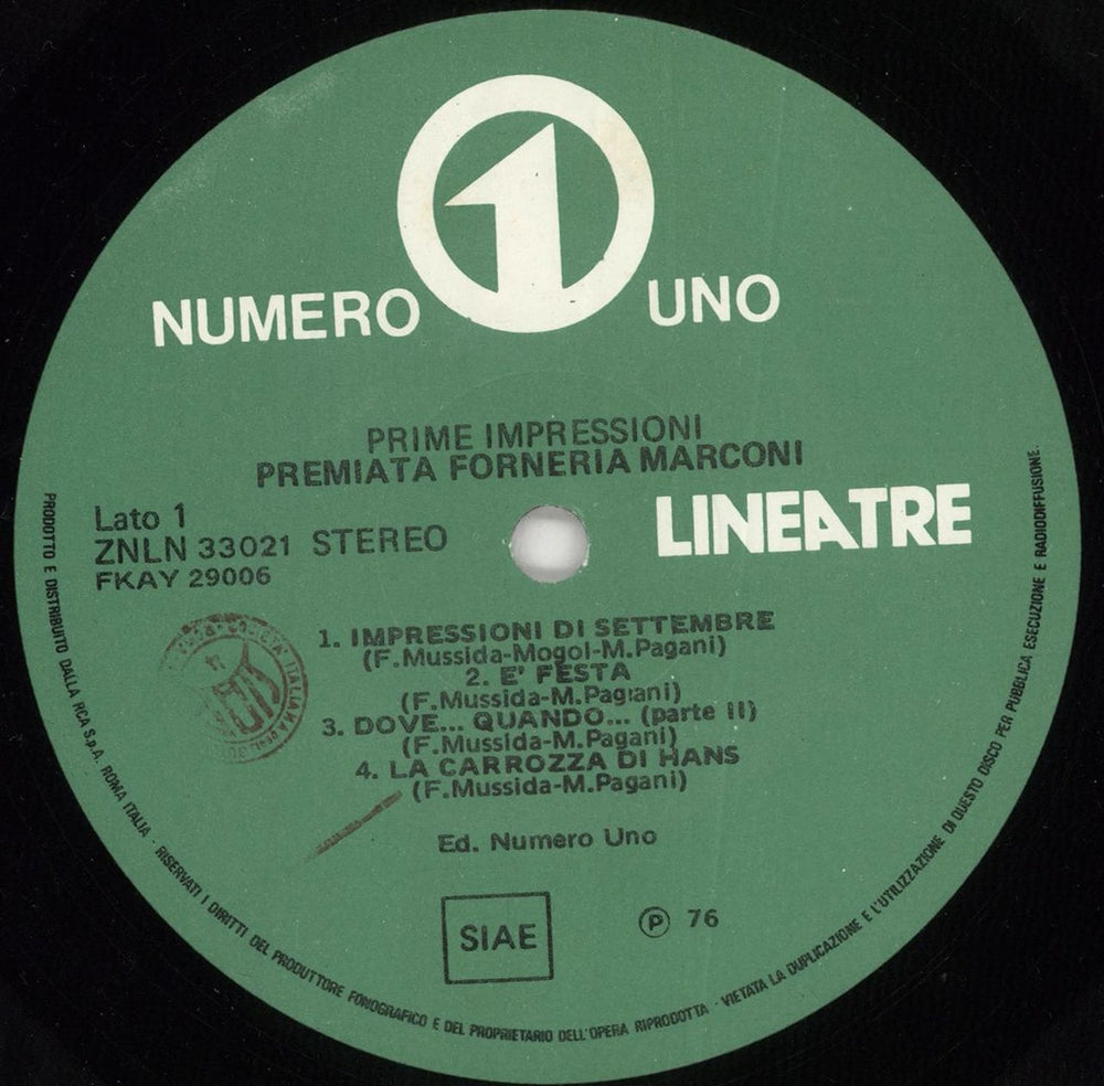 P.F.M. Prime Impressioni Italian vinyl LP album (LP record) PFMLPPR727172