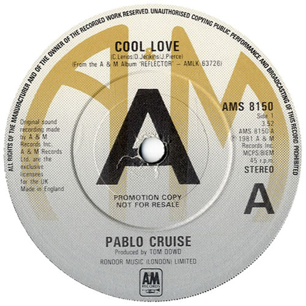 Pablo Cruise Cool Love UK Promo 7" vinyl single (7 inch record / 45) PCZ07CO599203