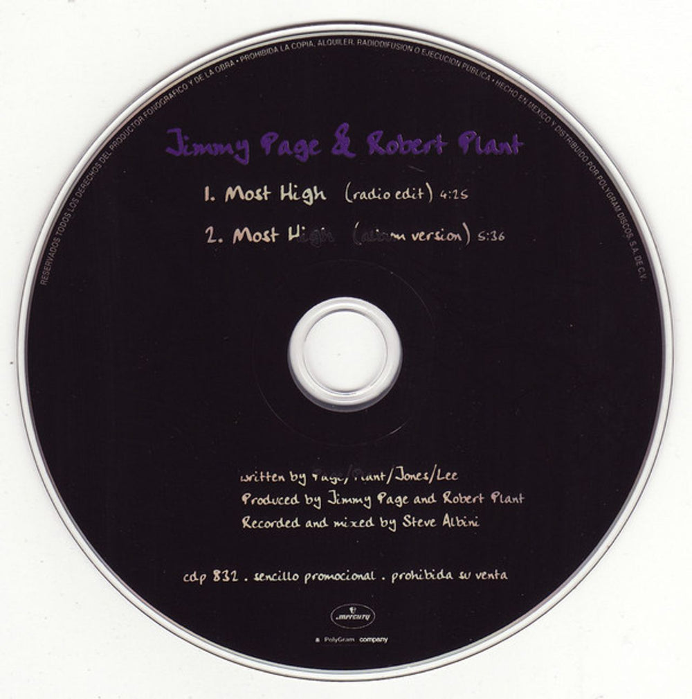 Page & Plant Most High Mexican Promo CD single (CD5 / 5") P&PC5MO111525