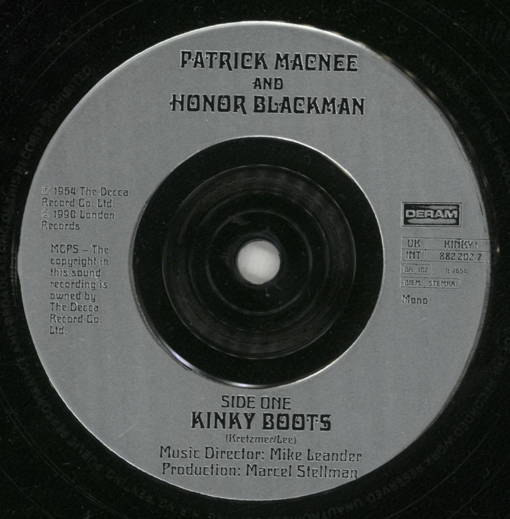 Patrick MacNee & Honor Blackman Kinky Boots UK 7" vinyl single (7 inch record / 45) P&H07KI243223