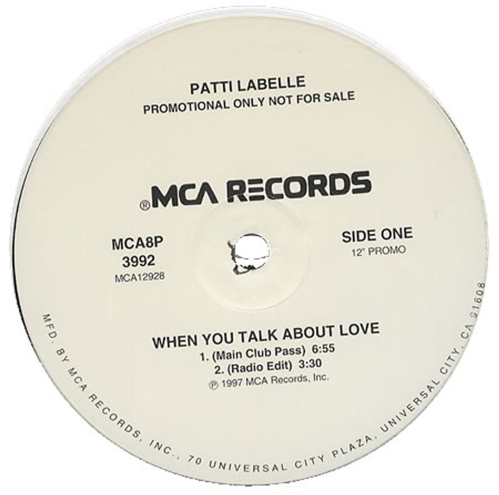 Patti LaBelle When You Talk About Love US Promo 12" vinyl single (12 inch record / Maxi-single) MCA8P3992