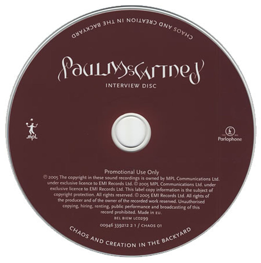 Paul McCartney and Wings Chaos And Creation In The Backyard - Interview Disc UK Promo CD album (CDLP) MCCCDCH337702