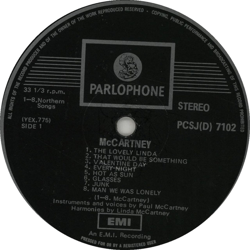 Paul McCartney and Wings Mccartney South African vinyl LP album (LP record)