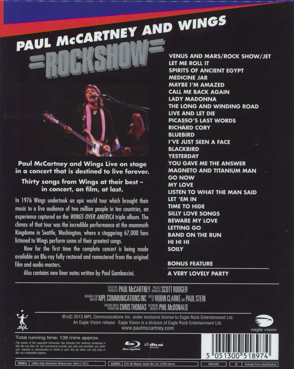 Paul McCartney and Wings Rockshow UK Blu Ray DVD