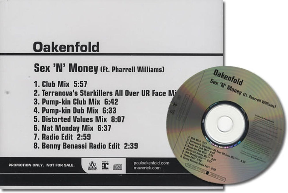 Paul Oakenfold Sex 'n' Money US Promo CD album (CDLP) PRO-CD-101928