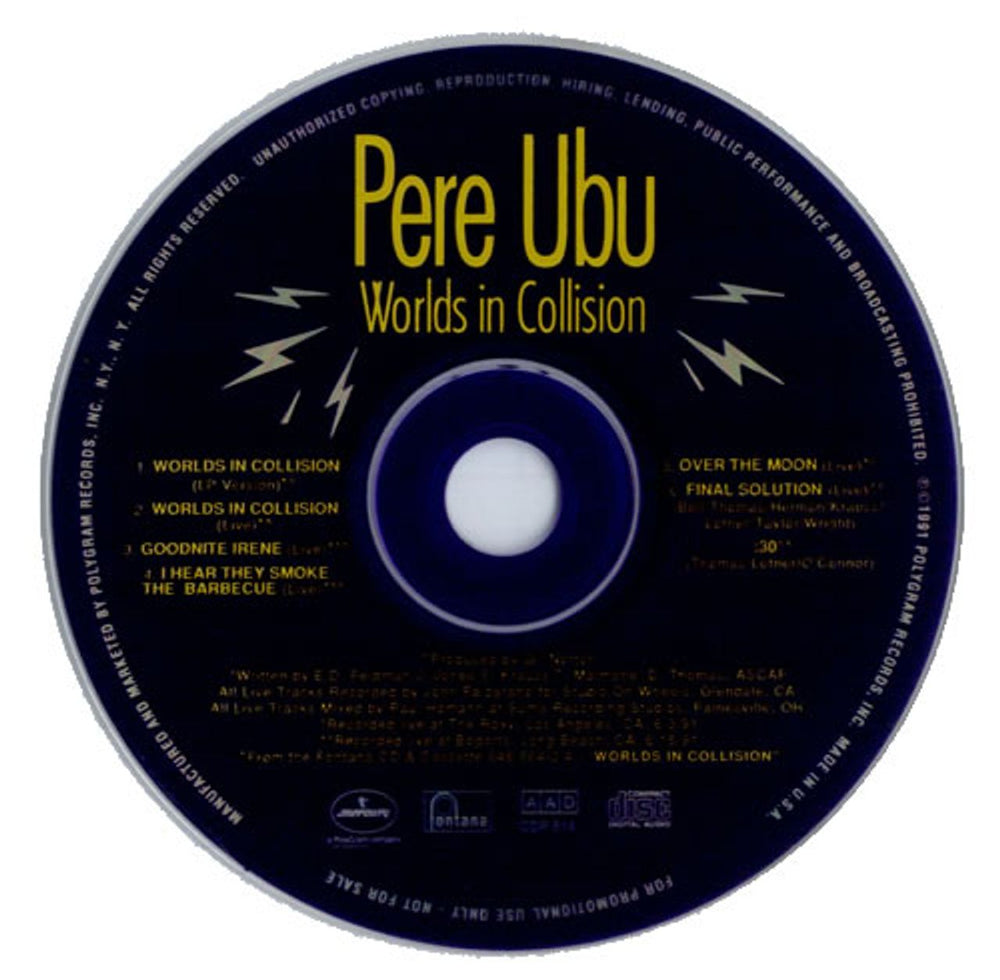 Pere Ubu Worlds In Collision US Promo CD single (CD5 / 5") CDP514