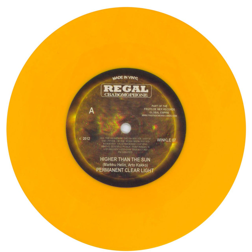 Permanent Clear Light Higher Than The Sun - Orange Vinyl + 3D Glasses UK 7" vinyl single (7 inch record / 45) 3IR07HI767057