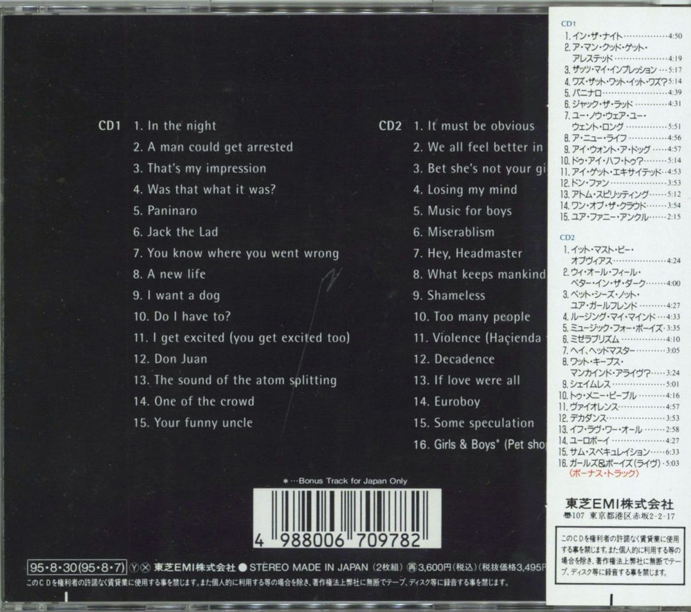 Pet Shop Boys Alternative Japanese 2 CD album set (Double CD) 4988006709782