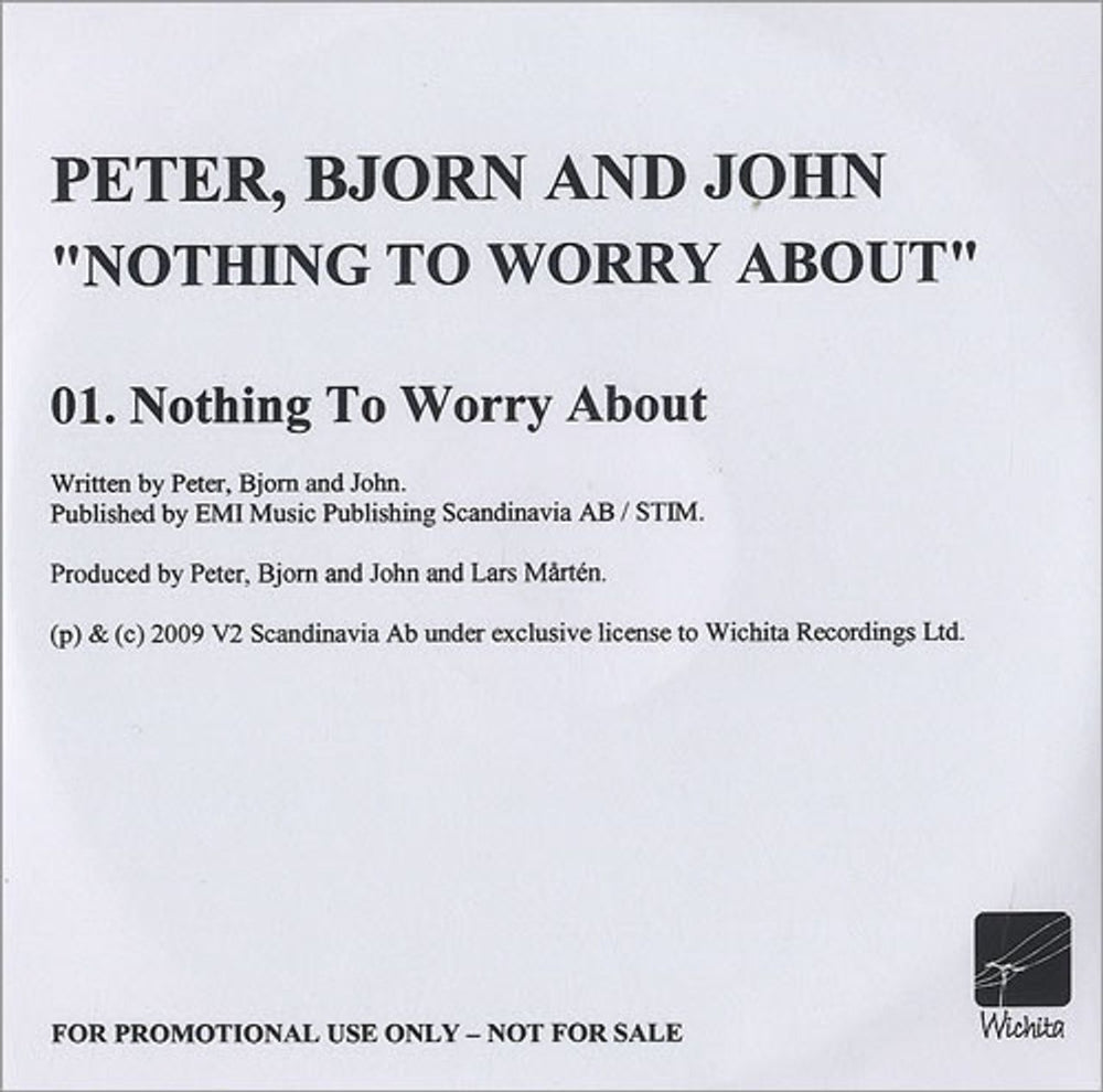 Peter Bjorn And John Nothing To Worry About UK Promo CD-R acetate CD-R ACETATE