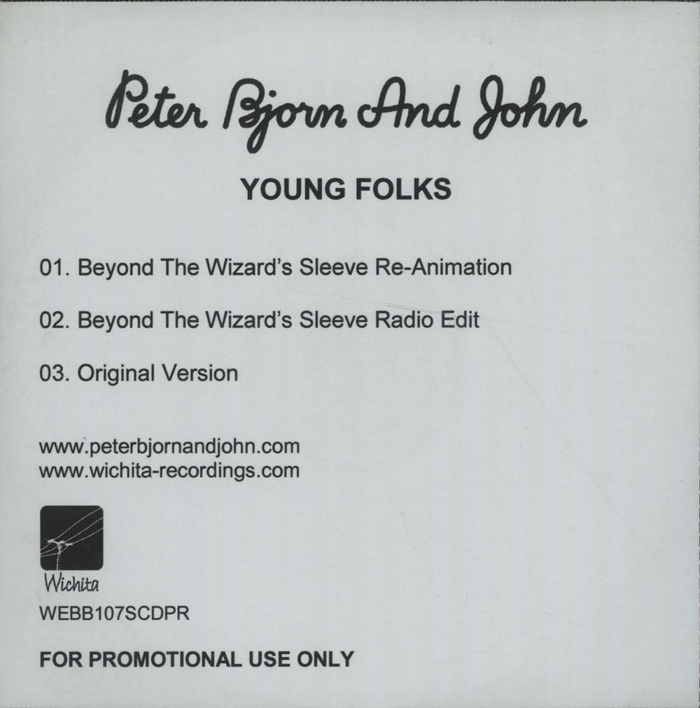 Peter Bjorn And John Young Folks US Promo CD-R acetate CD-R