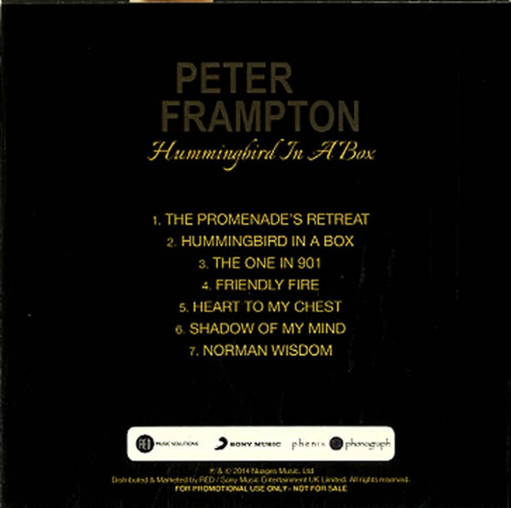 Peter Frampton Hummingbird In A Box UK Promo CD-R acetate PFRCRHU609623