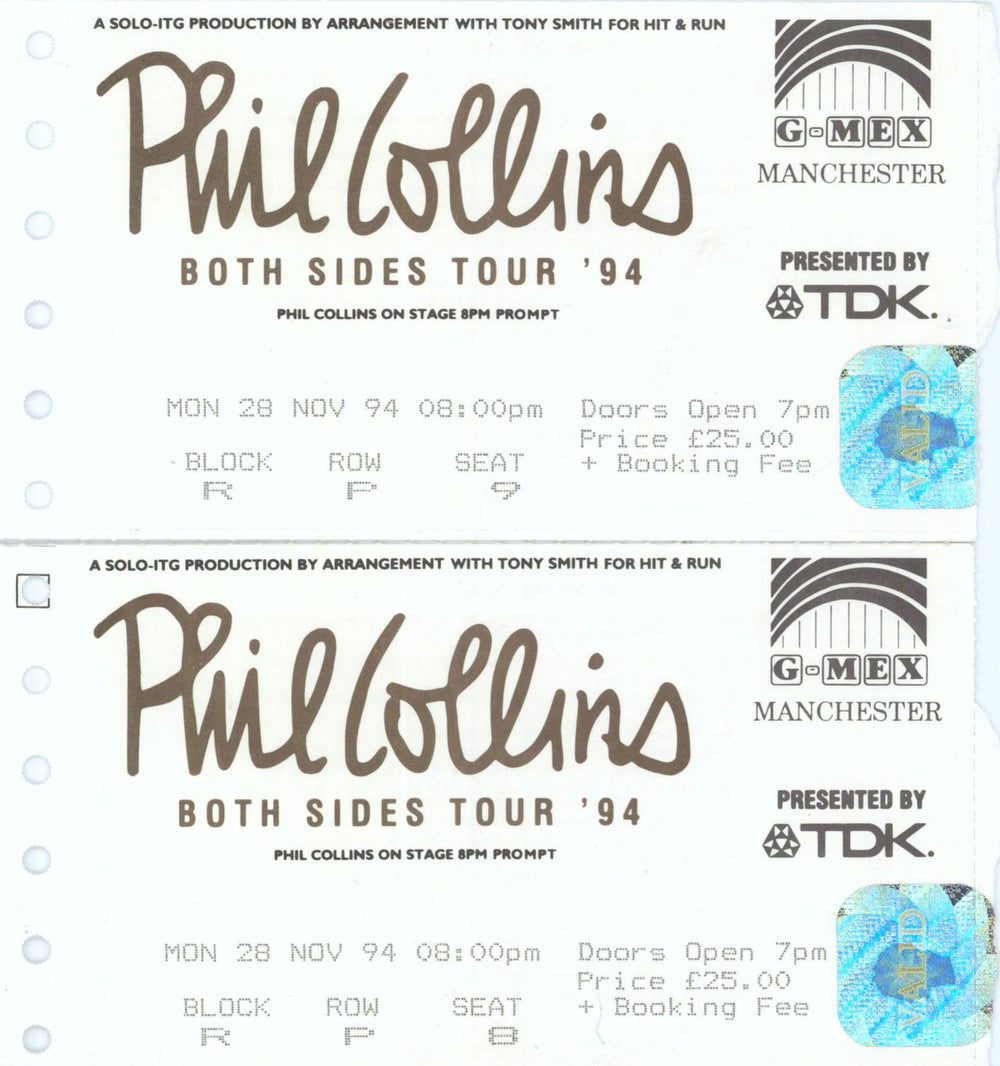 Phil Collins Both Sides Tour '94 + Ticket stubs UK tour programme COLTRBO740844