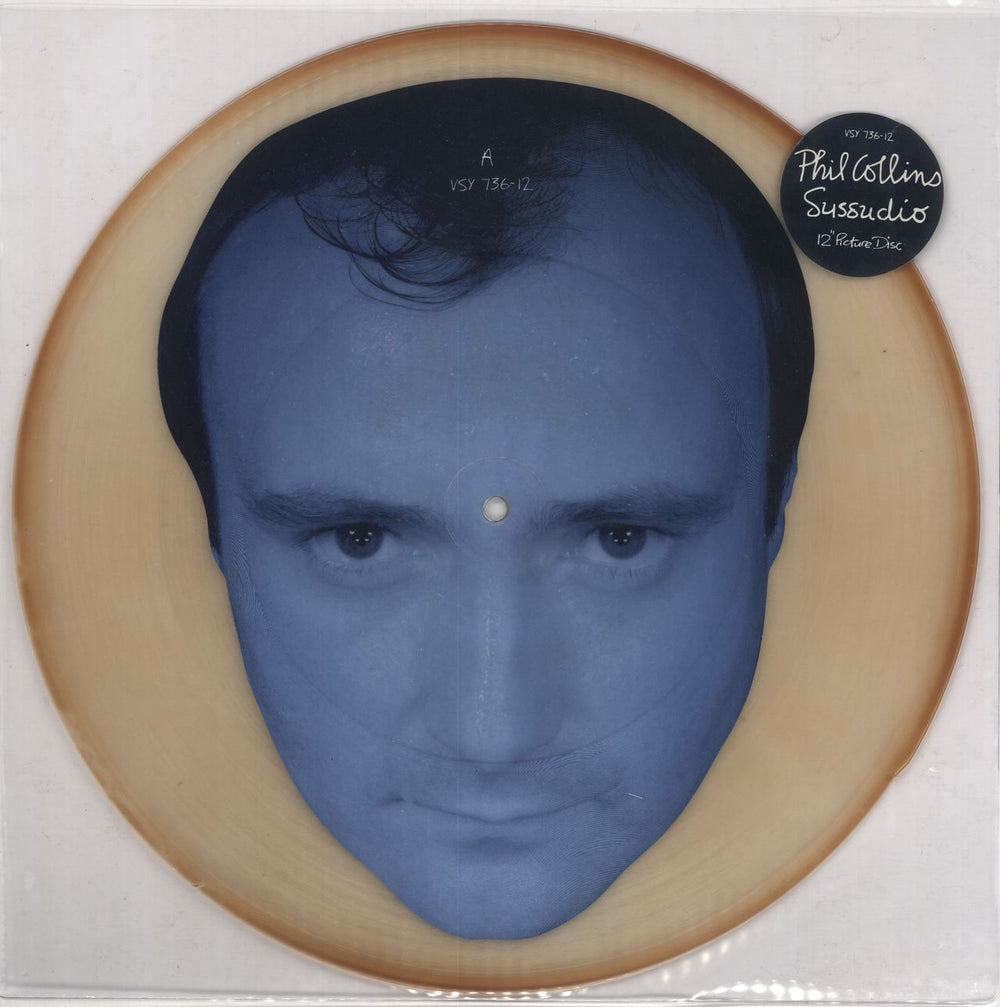 Phil Collins Sussudio - Tea-stained UK 12" vinyl picture disc (12 inch picture record) VSY73612