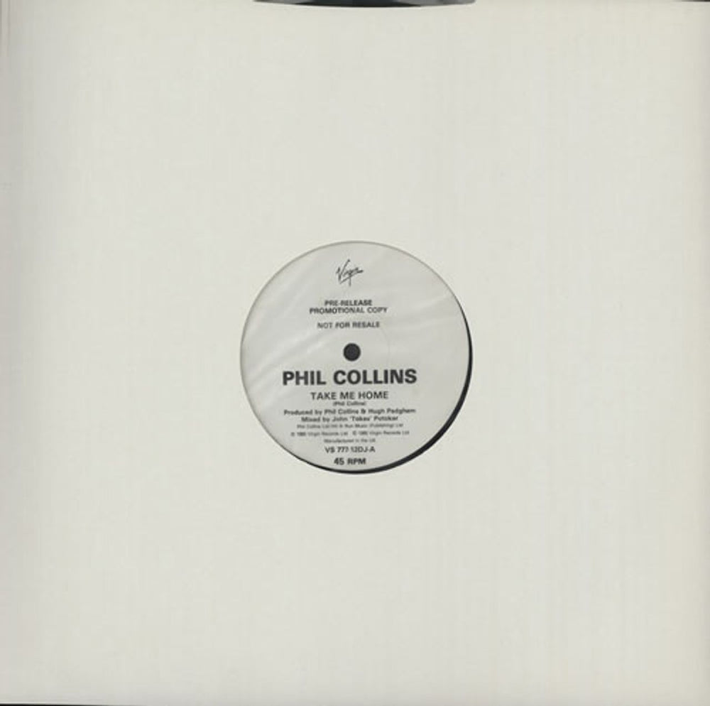 Phil Collins Take Me Home UK Promo 12" vinyl single (12 inch record / Maxi-single) VS777-12DJ