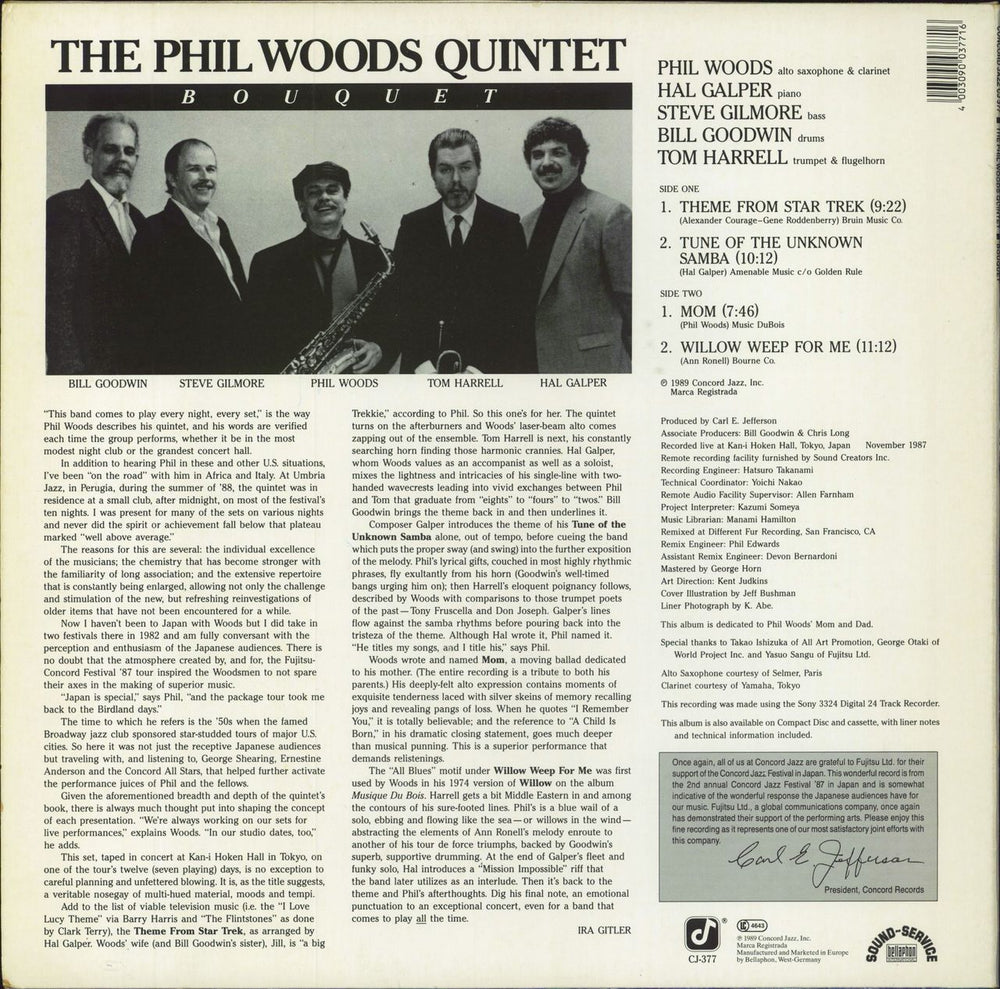 Phil Woods Bouquet US vinyl LP album (LP record) 4003090037716