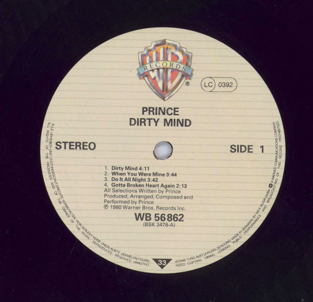 Prince Dirty Mind - EX German vinyl LP album (LP record)