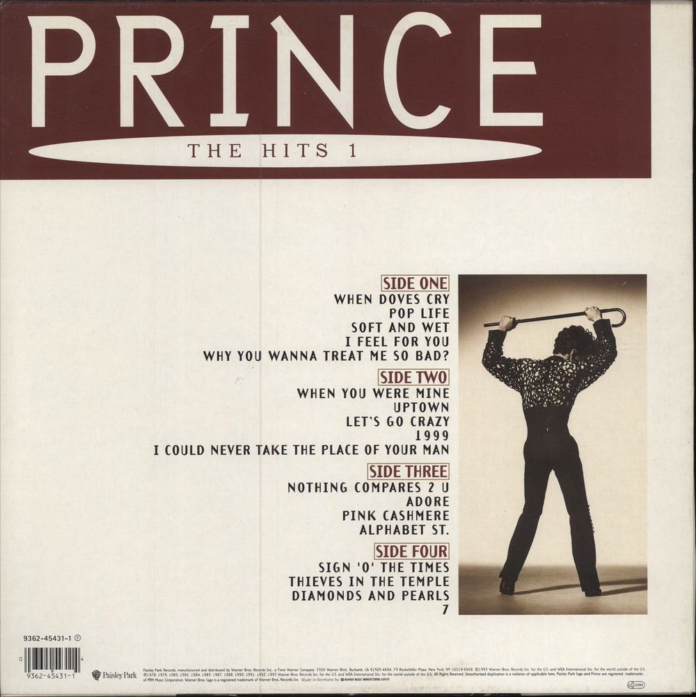 Prince The Hits 1 - EX German 2-LP vinyl record set (Double LP Album) 093624543114