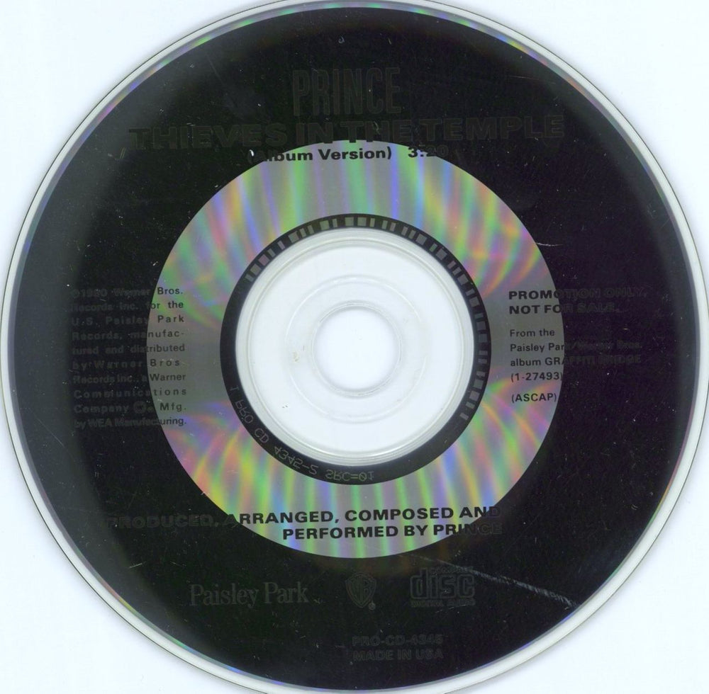 Prince Thieves In The Temple US Promo CD single (CD5 / 5") PRIC5TH02062