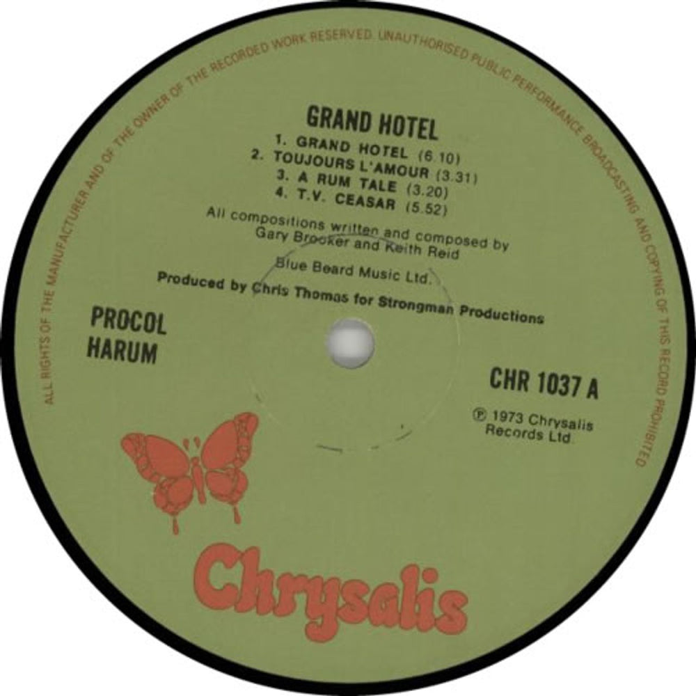 Procol Harum Grand Hotel UK vinyl LP album (LP record) PRHLPGR607531