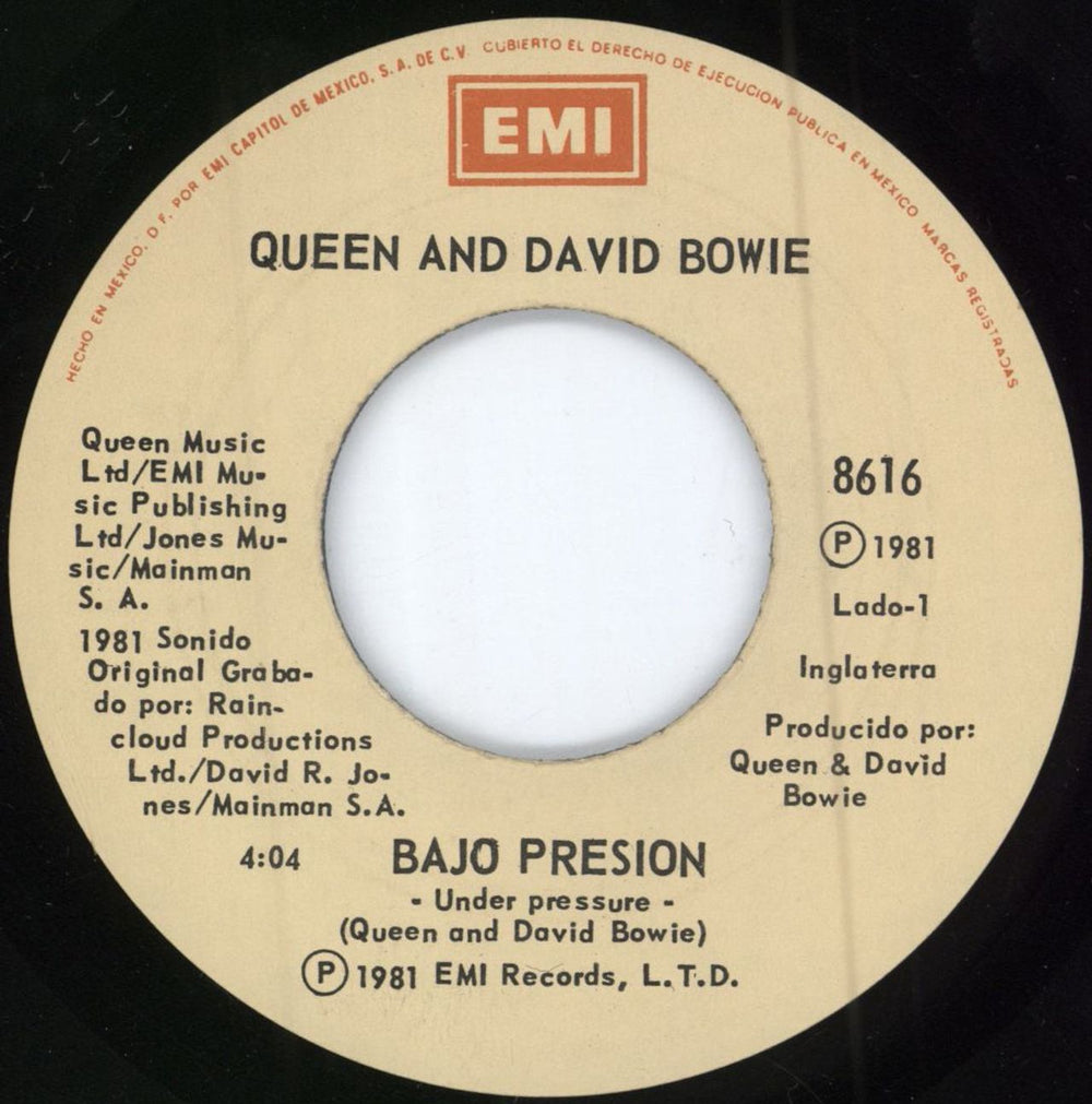 Queen Bajo Presion Mexican 7" vinyl single (7 inch record / 45) QUE07BA94883