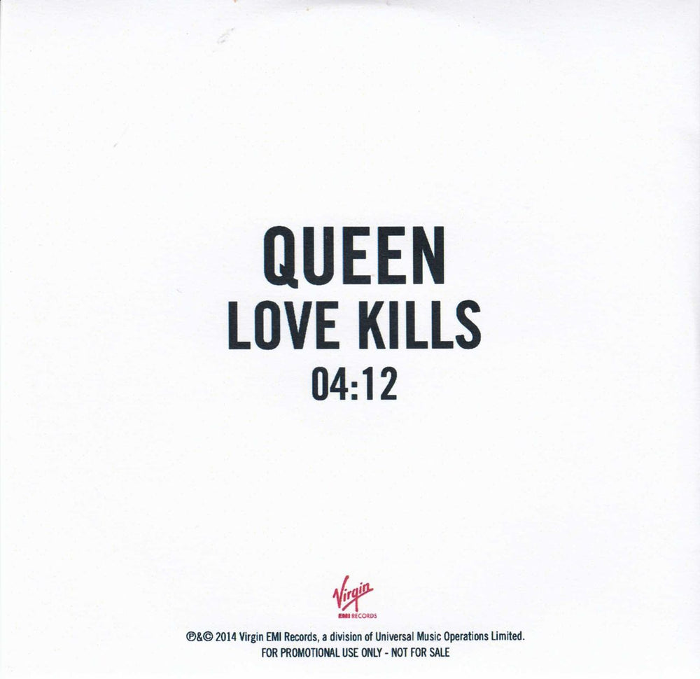 Queen Love Kills UK Promo CD-R acetate QUECRLO691086