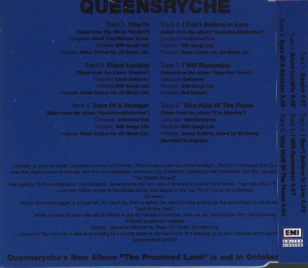 Queensryche The Story So Far... UK Promo CD album (CDLP) QRYCDTH36021