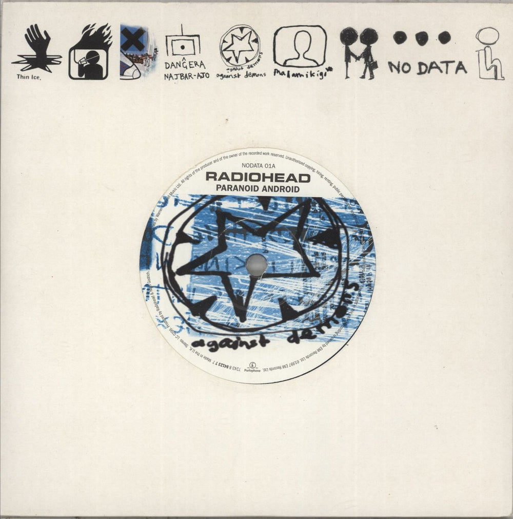 Radiohead Paranoid Android - Blue Vinyl UK 7" vinyl single (7 inch record / 45) NODATA01