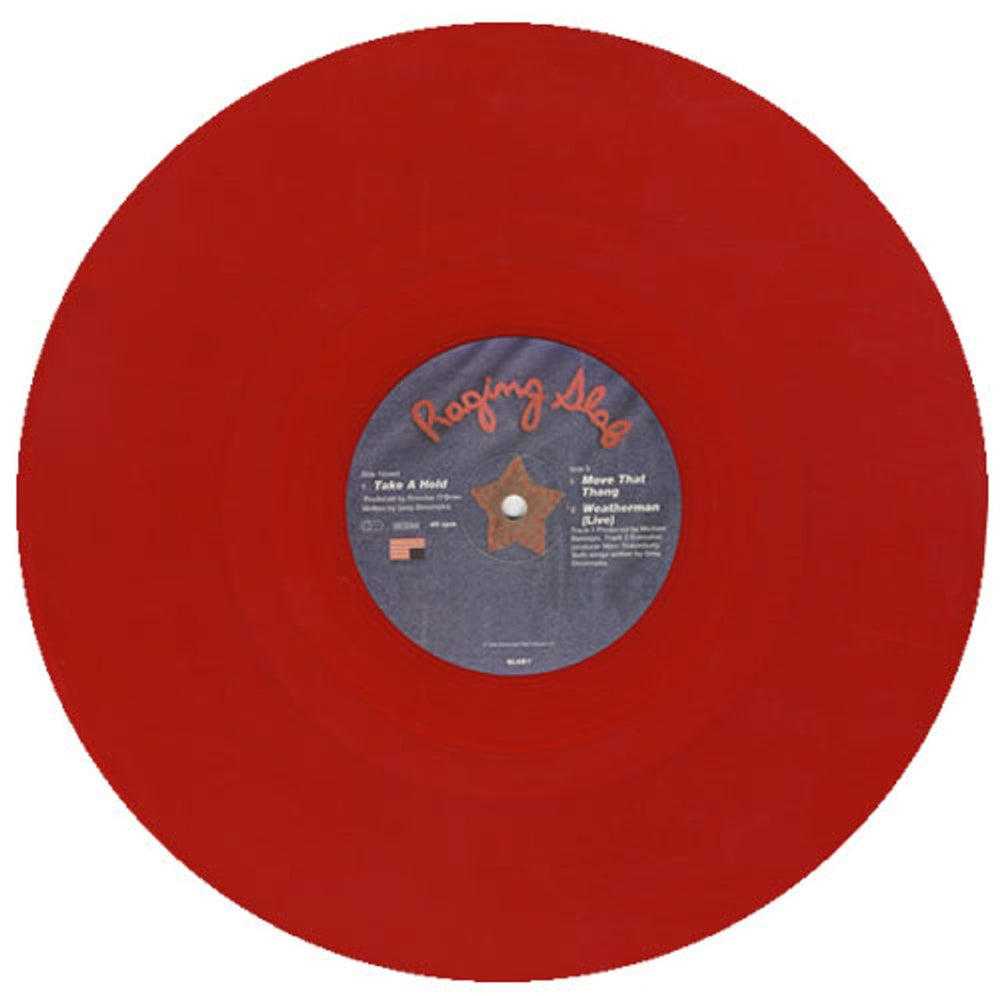 Raging Slab Take A Hold - Red vinyl UK 12" vinyl single (12 inch record / Maxi-single) SLAB1