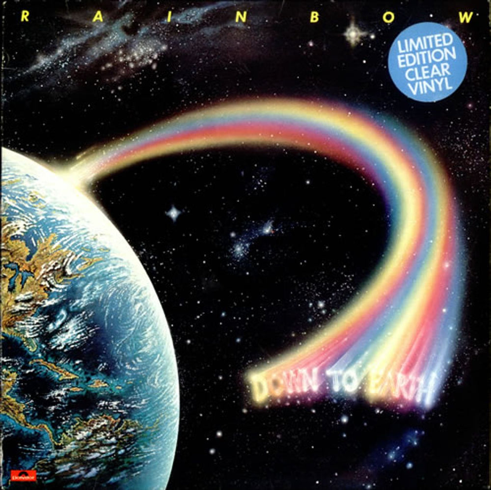 Rainbow Down To Earth - Clear - Stickered - Complete UK vinyl LP album (LP record) POLD5023