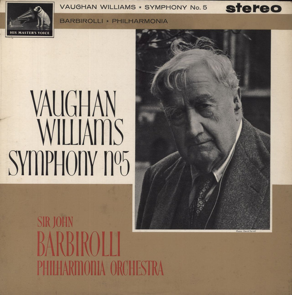 Ralph Vaughan Williams Symphony No. 5 - 1st UK vinyl LP album (LP record) ASD508