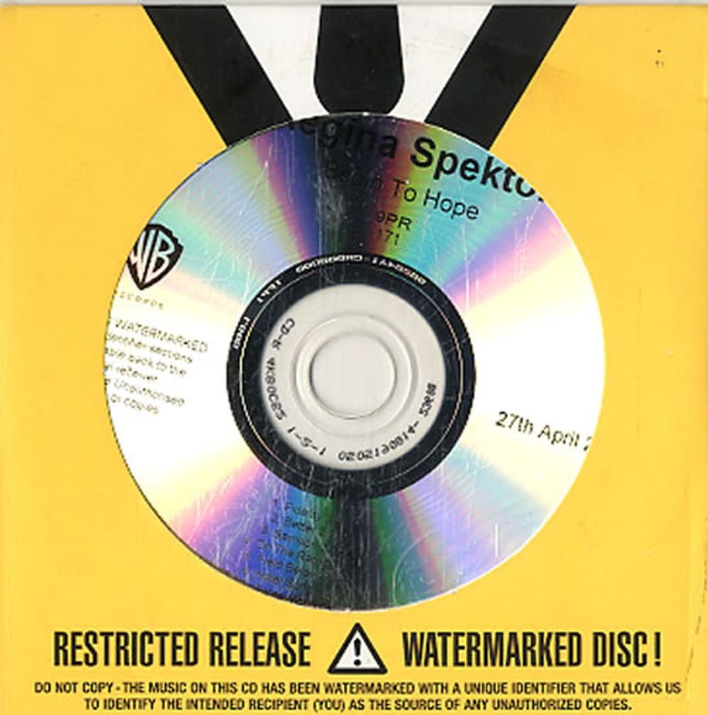 Regina Spektor Begin To Hope UK Promo CD-R acetate CD-R