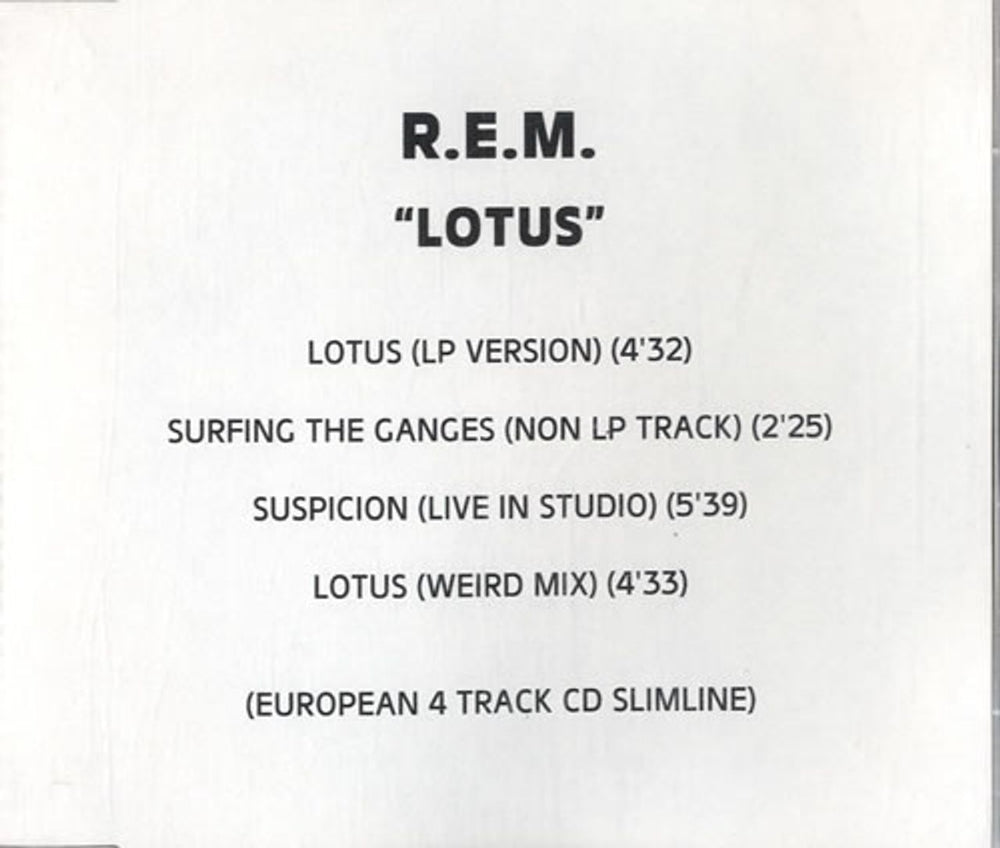 REM Lotus - 4-track UK Promo CD-R acetate CD-R