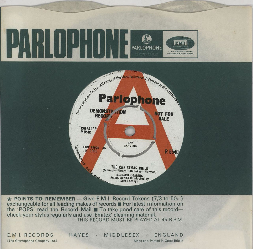 Richard Loaring The Christmas Child - A Label UK Promo 7" vinyl single (7 inch record / 45) R5540