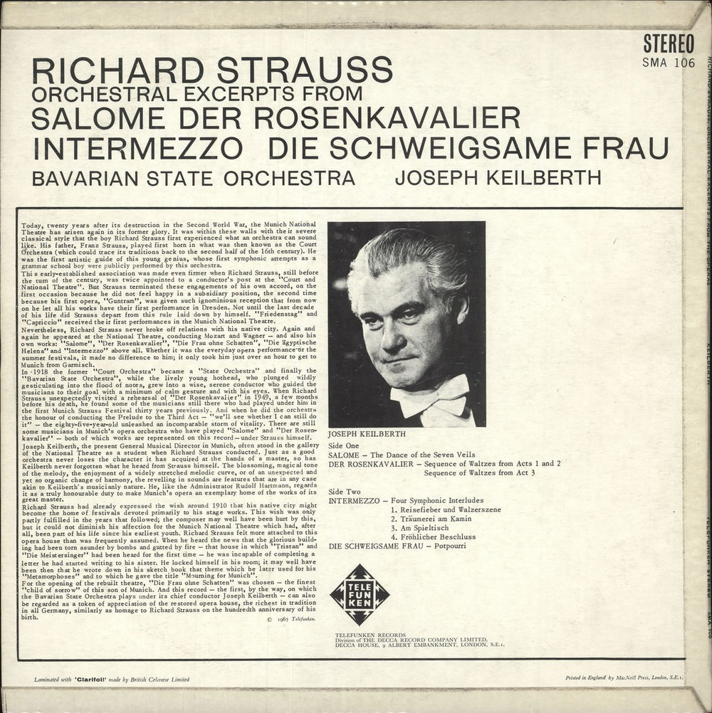 Richard Strauss Srauss: Salome, Rosenkavalier, Intermezzo, Die Schweigsame Frau UK vinyl LP album (LP record)