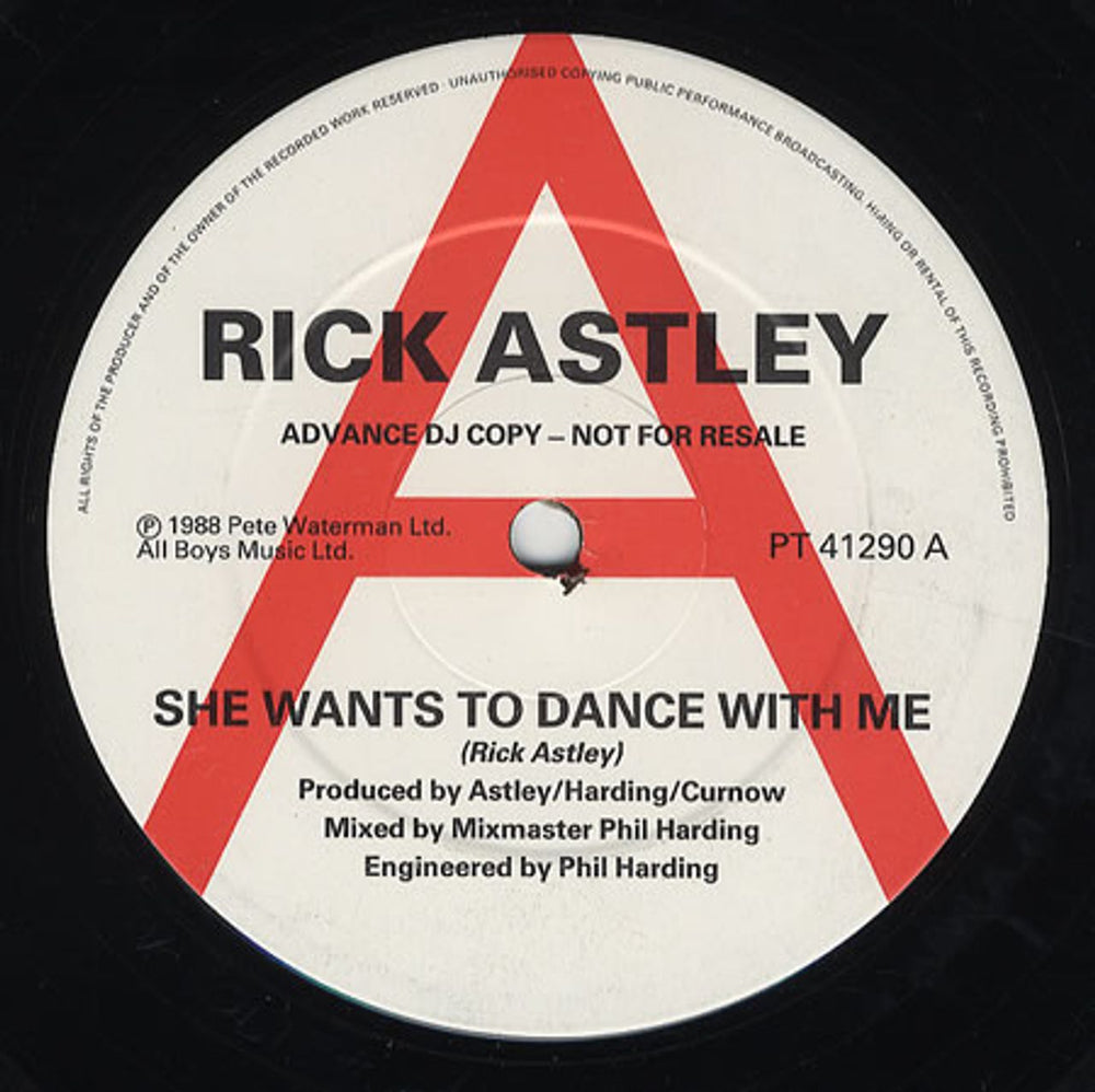 Rick Astley She Wants To Dance With Me UK Promo 12" vinyl single (12 inch record / Maxi-single) PT41290