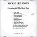 Rickie Lee Jones Evening Of My Best Day US Promo CD-R acetate CD-R ACETATE