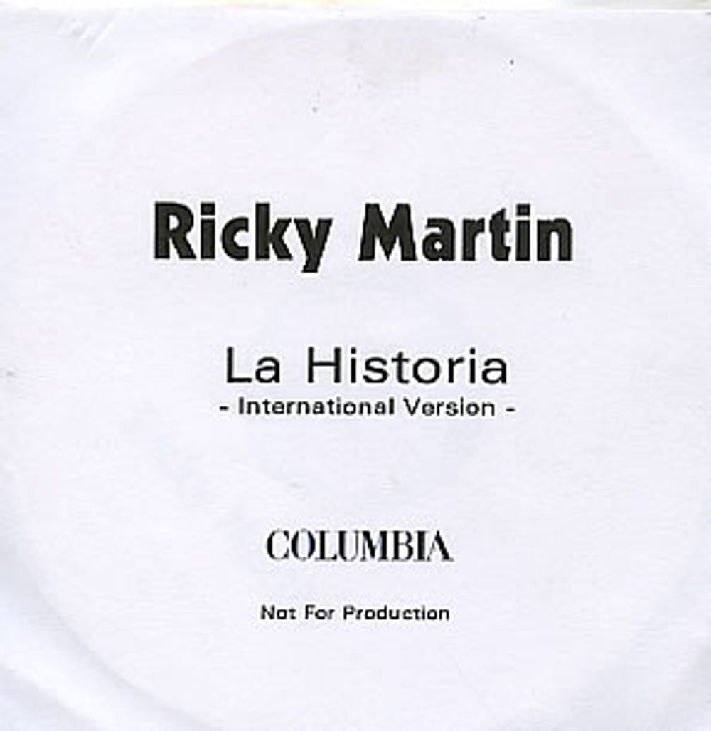 Ricky Martin La Historia UK Promo CD-R acetate CD ACETATE