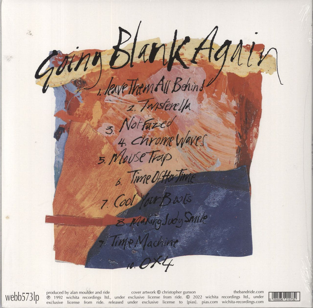 Ride Going Blank Again - Transparent Orange Vinyl - Open Shrink UK 2-LP vinyl record set (Double LP Album) 5055036215732