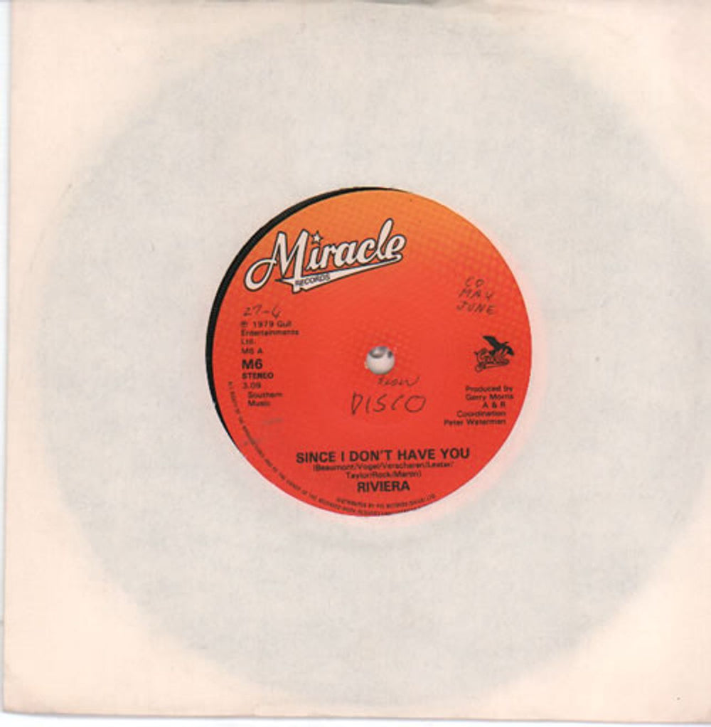 Riviera Since I Don't Have You - advance UK Promo 7" vinyl single (7 inch record / 45) M6