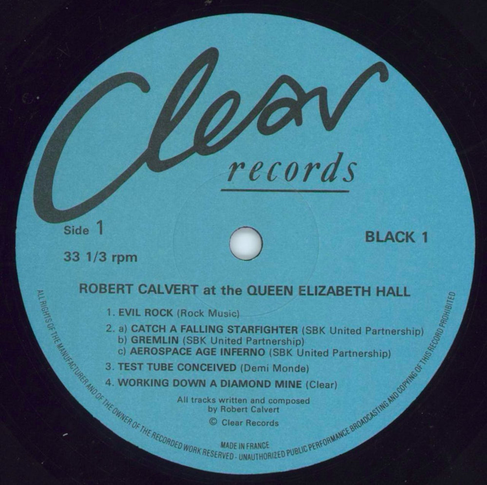 Robert Calvert At The Queen Elizabeth Hall - EX UK vinyl LP album (LP record) CLVLPAT809982