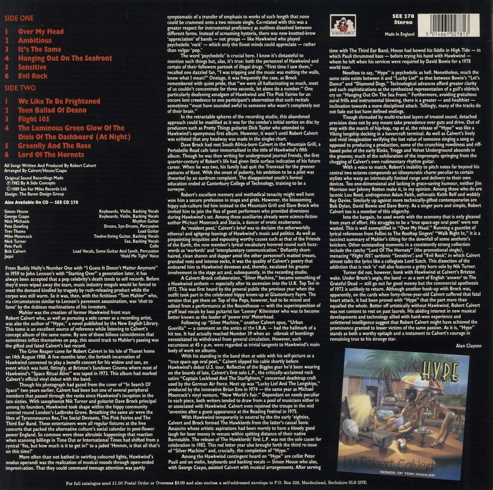 Robert Calvert Hype UK vinyl LP album (LP record) 5014661027813