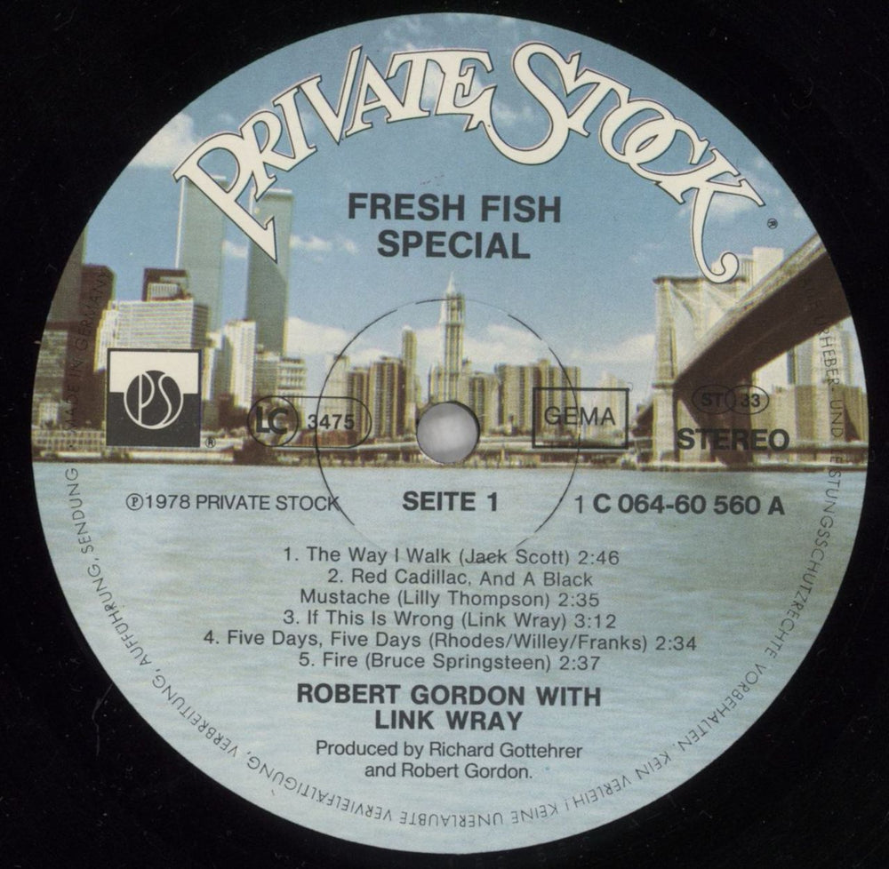 Robert Gordon Fresh Fish Special German vinyl LP album (LP record) R/NLPFR824534