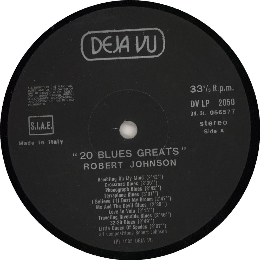 Robert Johnson (30s) The Robert Johnson Collection - 20 Blue Greats Italian vinyl LP album (LP record) 8001506550404