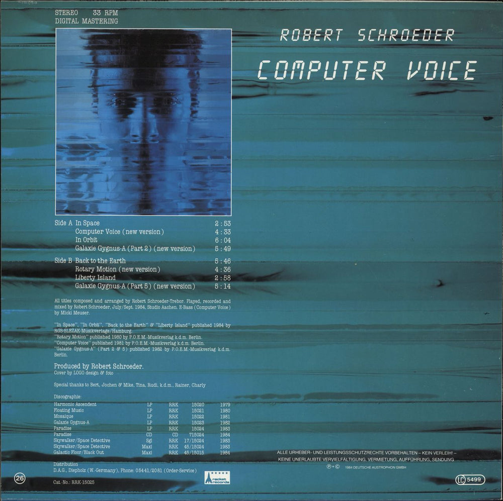 Robert Schroder Computer Voice German vinyl LP album (LP record)