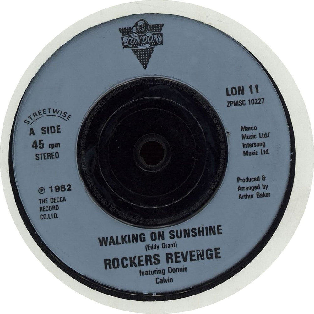 Rocker's Revenge Walking On Sunshine - Blue Injection UK 7" vinyl single (7 inch record / 45) LON11