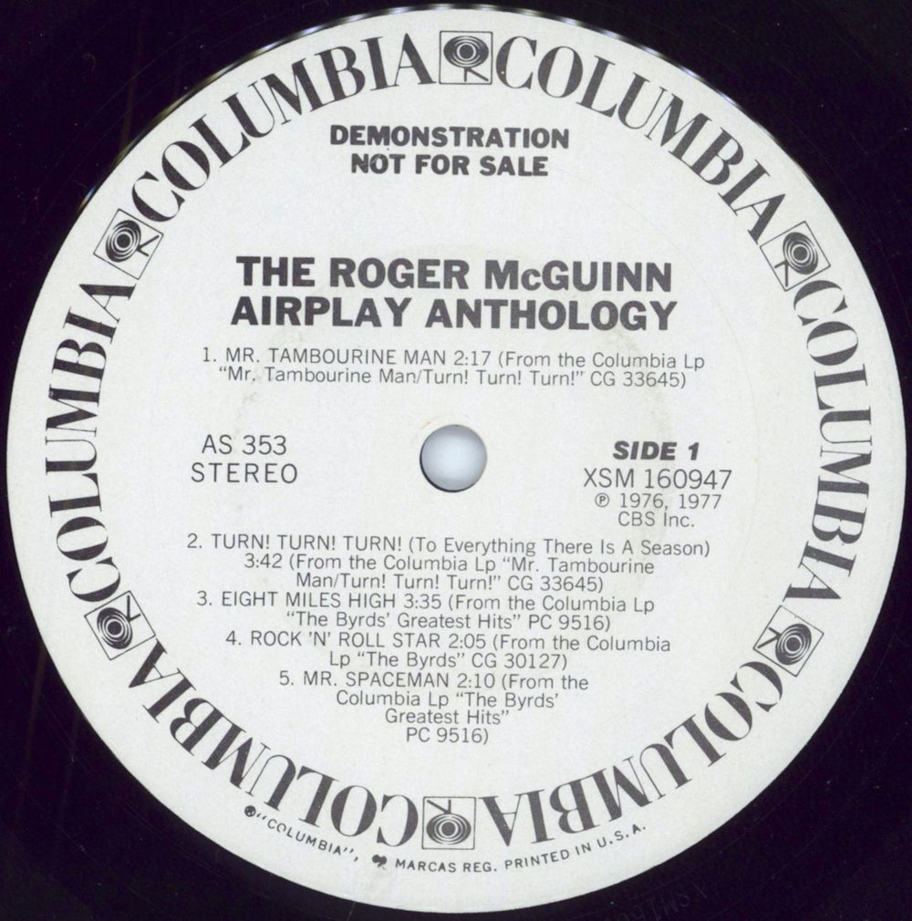 Roger McGuinn Airplay Anthology US Promo vinyl LP album (LP record) MCGLPAI795044