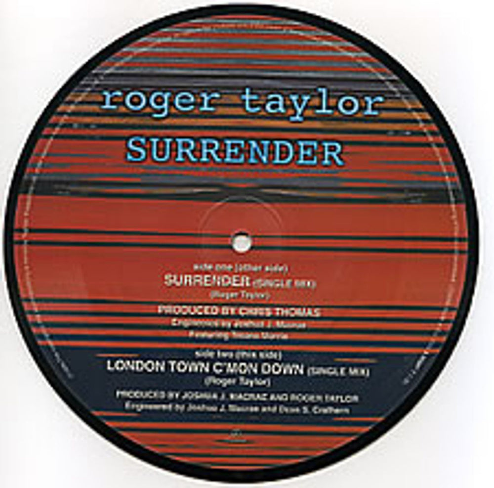 Roger Taylor Surrender UK 7" vinyl picture disc (7 inch picture disc single) ROG7PSU133448